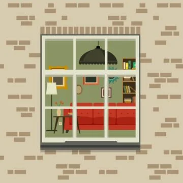 Window in brick wall. Stock Illustration