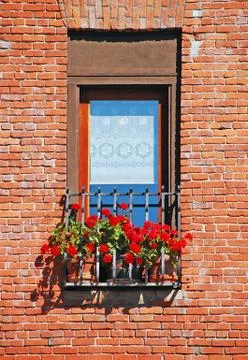 Window in brick wall Foto stock