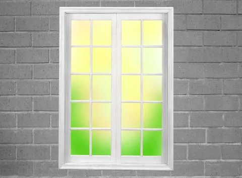 Window on the brick wall Fotos de archivo