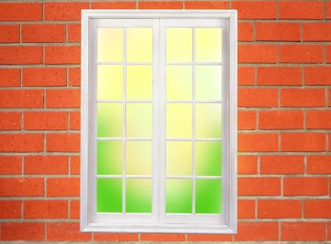 Window on the brick wall Stock Photos