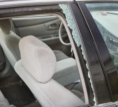 Window broken due to auto accident Stock Photos