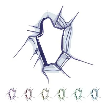Window broken glass cartoon vector graphic Stock Illustration