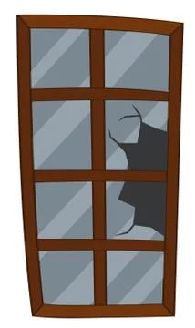 Window with broken glass Stock Illustration