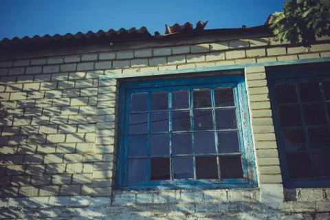 Window with broken glass Stock Photos