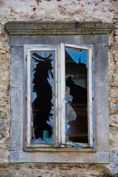 Window  with broken glass Stock Photos
