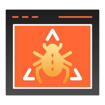 Window bug flat icon. Website virus color icons in trendy flat style. Software Stock Illustration