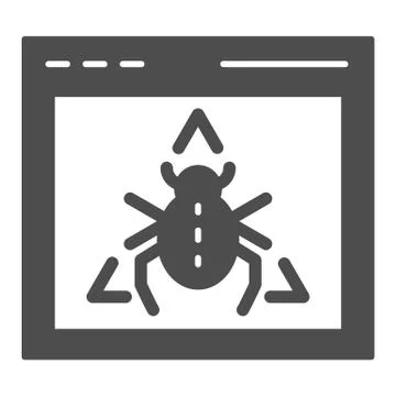 Window bug solid icon. Website virus vector illustration isolated on white Illustrazione stock
