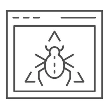 Window bug thin line icon. Website virus vector illustration isolated on white Stock Illustration