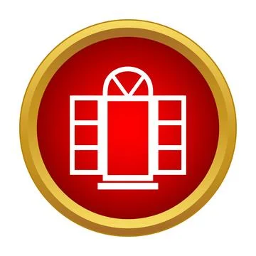 Window building element icon in simple red button Illustrazione stock