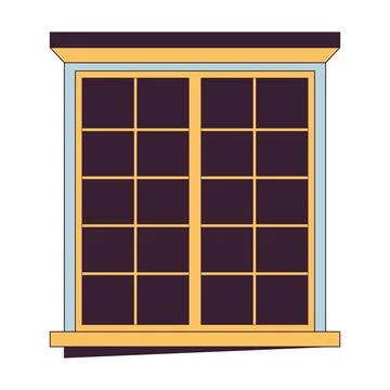 Window building exterior 2D linear cartoon object Ilustración de archivo