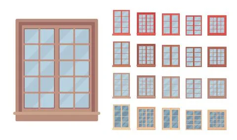 Window for building fitted with glass in a frame Ilustración de archivo
