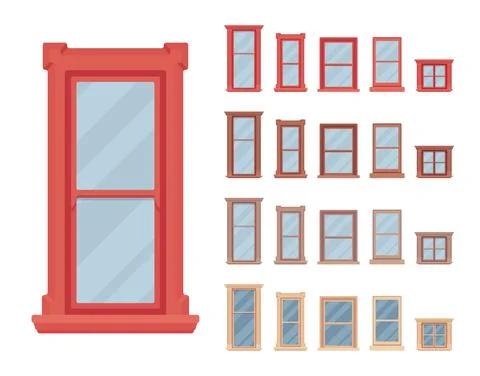 Window for building fitted with glass in a frame Stock Illustration