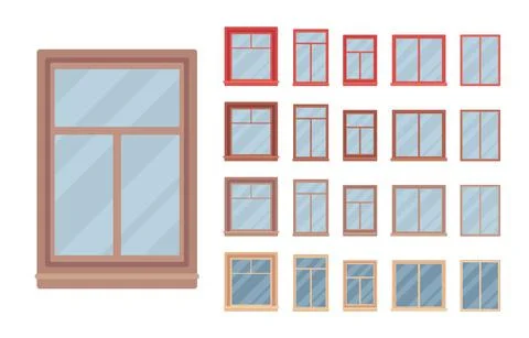 Window for building fitted with glass in a frame Ilustración de archivo
