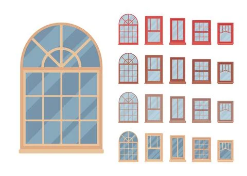 Window for building fitted with glass in a frame Ilustración de archivo