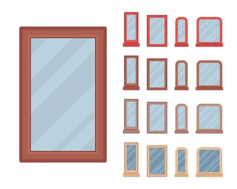 Window for building fitted with glass in a frame Ilustración de archivo