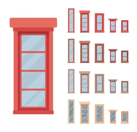 Window for building fitted with glass in a frame Ilustración de archivo