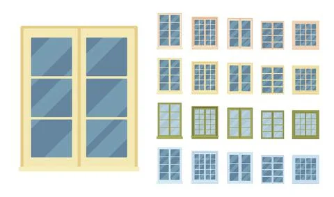 Window for building fitted with glass in a frame Ilustración de archivo