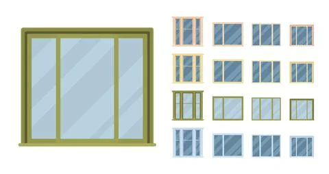 Window for building fitted with glass in a frame Stock Illustration