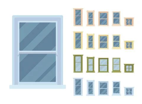 Window for building fitted with glass in a frame Ilustración de archivo