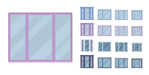 Window for building fitted with glass in a frame Ilustración de archivo
