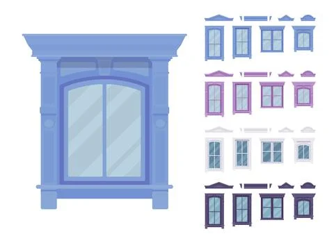 Window for building fitted with glass in frame Ilustración de archivo