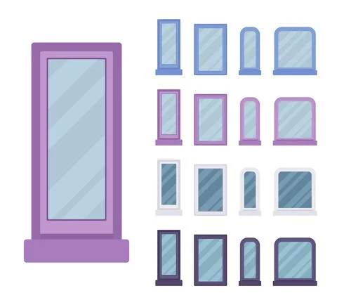 Window for building fitted with glass in a frame Stock Illustration
