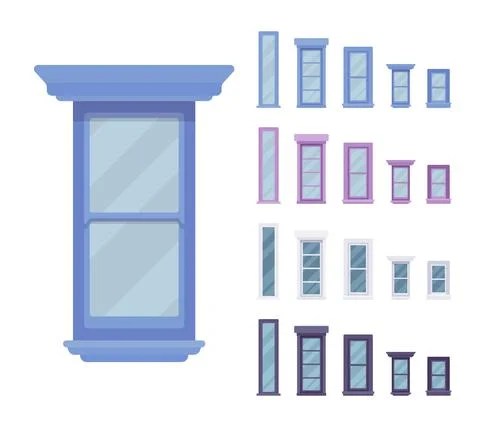 Window for building fitted with glass in a frame Ilustración de archivo
