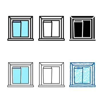 Window building multistyle structure color icon vector Ilustración de archivo