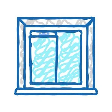 Window building structure icon doodle illustration Ilustración de archivo