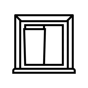 Window building structure line icon vector illustration Ilustración de archivo