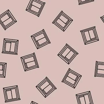 Window building structure line seamless pattern Ilustración de archivo