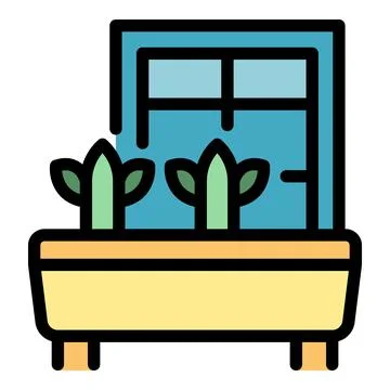 Window cactus pot icon vector flat Stock Illustration