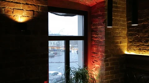 The window in the cafe Stock Footage 48947832
