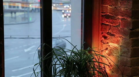 The window in the cafe Stock Footage 48947970