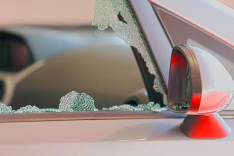 The window on a car is broken Stock Photos