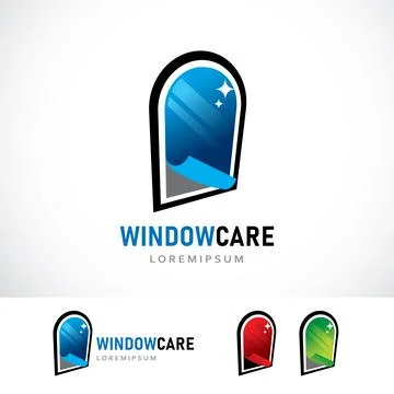 Window Care Logo Design Template Stock Illustration