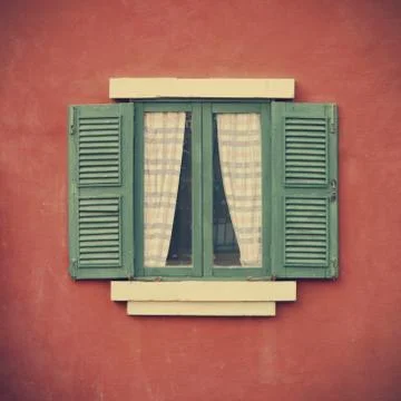 Window on cement wall Stock Photos