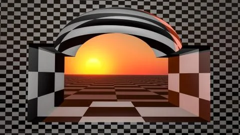 Window Checkered Horizon 스톡 일러스트