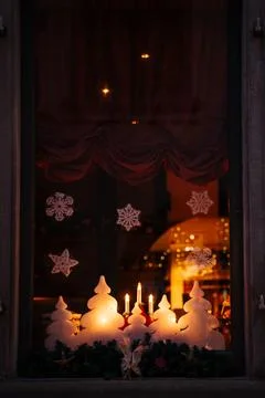 Window Christmas decorations Stock Photos