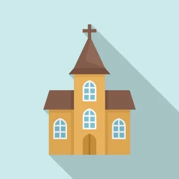 Window church icon, flat style Ilustración de archivo