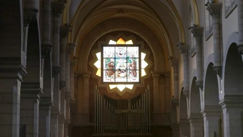 Window in the church of the nativity in bethlehem Stock-Footage 71487913