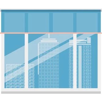 Window with cityscape vector flat icon isolated Stock Illustration