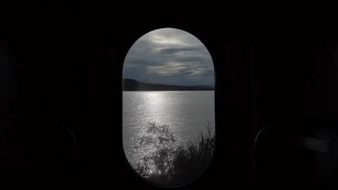 Window from civilization to great harsh splendor of lake in the Khibiny mountain Stock Footage 164558219