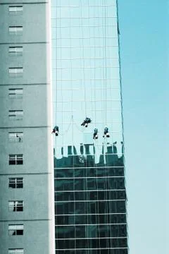 Window clean worker Foto stock