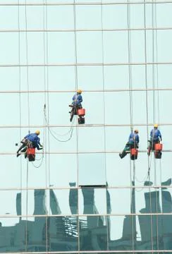 Window clean worker Foto stock