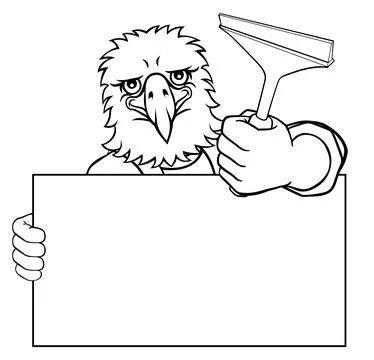 Window Cleaner Eagle Car Wash Cleaning Mascot イラスト素材