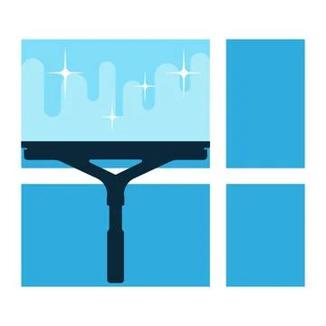 Window cleaner scraper and window silhouette Illustration