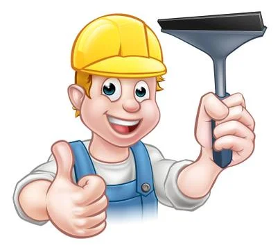 Window Cleaner With Squeegee 스톡 일러스트