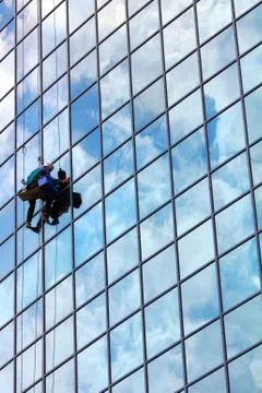Window cleaner at work Stock Photos