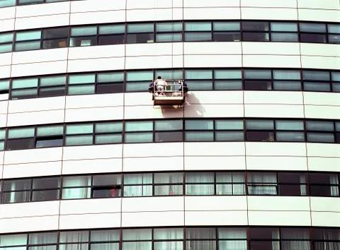 Window cleaner at work Stock Photos